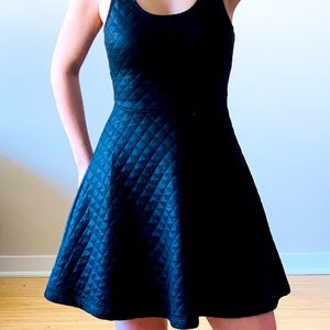 Express Textured Black Fit and Flare Dress - XS